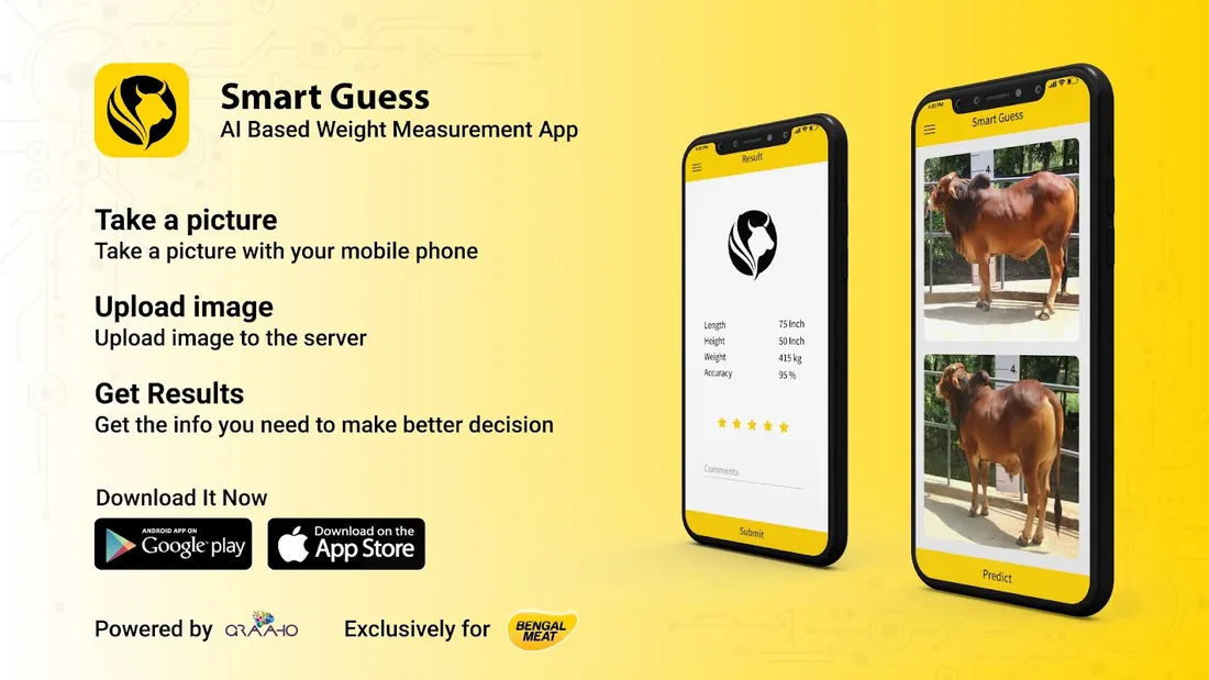 Smart Guess launch graphic showing the mobile app: take a picture, upload it, get the estimate.